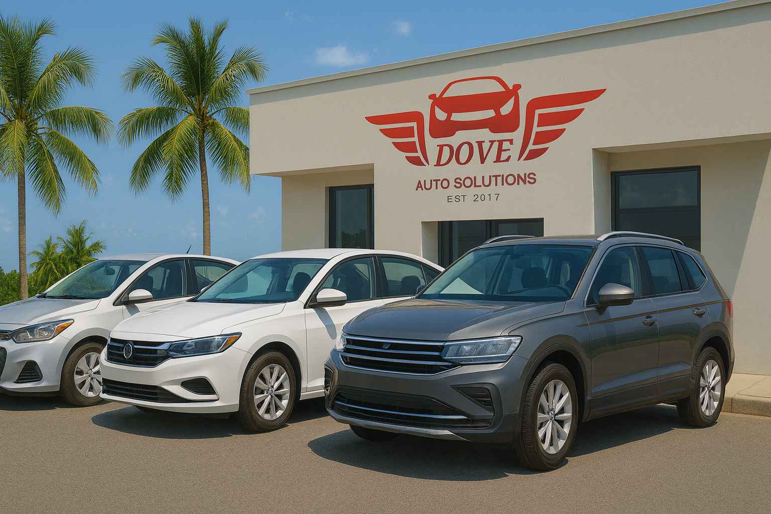 monthly car rental grenada suvs parked outside dove auto solutions office