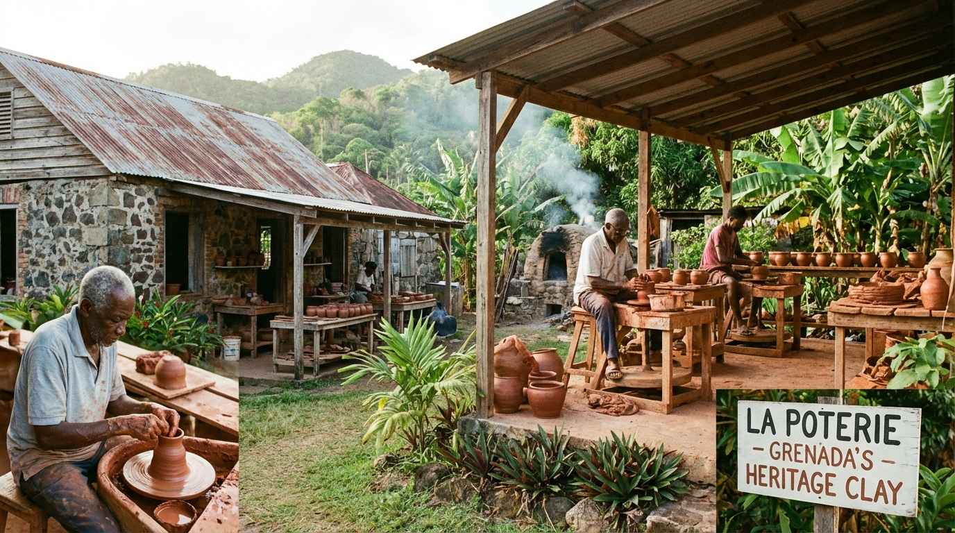 Historic pottery workshop in La Poterie Grenada showcasing local craftsmanship and cultural heritage.