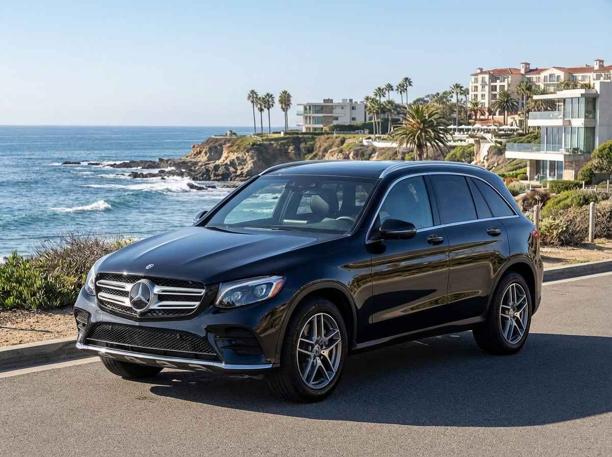 Luxury sedan with modern design parked in a scenic environment